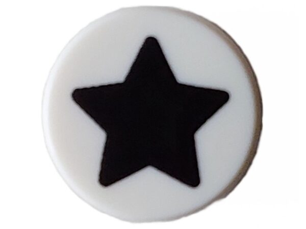 Tile, Round 1 x 1 with Black Star Pattern
